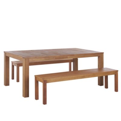 Table avec banc MONSANO Bois d'eucalyptus 190x105x76 cm Bois clair