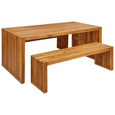 Table avec banc SULZANO Acacia 180x90x75 cm Bois clair