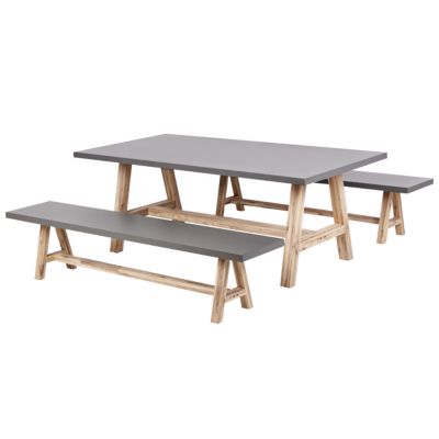 Table avec banc TONNARE Béton 200x100x75 cm Gris