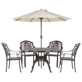 Table avec chaises et parasol SALENTO Métal Marron foncé