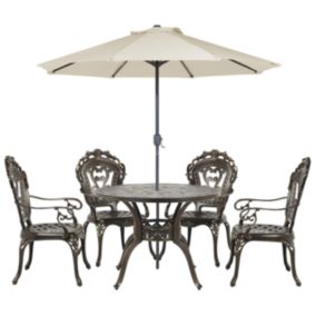 Table avec chaises et parasol SAPRI Métal Marron foncé