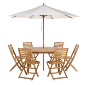 Table avec chaises et parasol TOLVE Acacia Bois clair