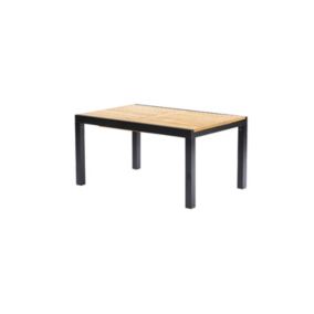 Table BALIteck 6/10 personnes structure aluminium noire, plateau en lame de Teck