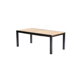 Table BALIteck 8/12 personnes structure aluminium noire, plateau en lame de Teck