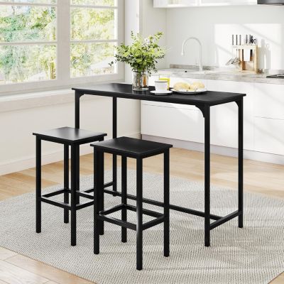Table Bar avec Tabouret,Table Haute Cuisine 2 Personnes Pour Petit Espace,Mange Debout 120 CM avec Tabouret,Repose Pieds