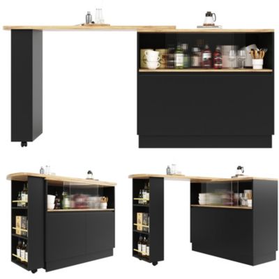 Table Bar Moderne Pivotante avec Rangements - Meuble Bar design pour ...