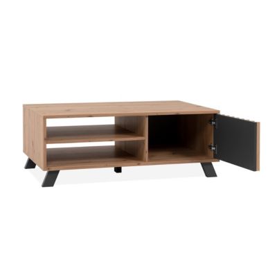 Table basse 1 porte et 2 niches décor chêne artisan L111 cm - LUBLIN