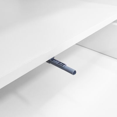Table basse 100x39.2x60cm, n forme de nuage avec tiroirs et compartiments de rangement, panneaux de particules, blanc