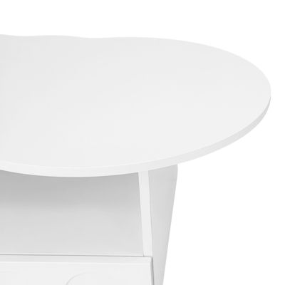 Table basse 100x39.2x60cm, n forme de nuage avec tiroirs et compartiments de rangement, panneaux de particules, blanc