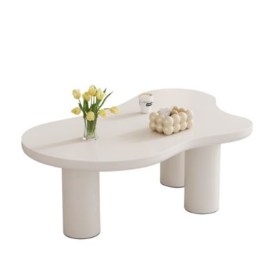 Table basse 107x66x40,5 cm forme nuage en MDF laqué avec 3 pieds PVC et patins feutre, design léger