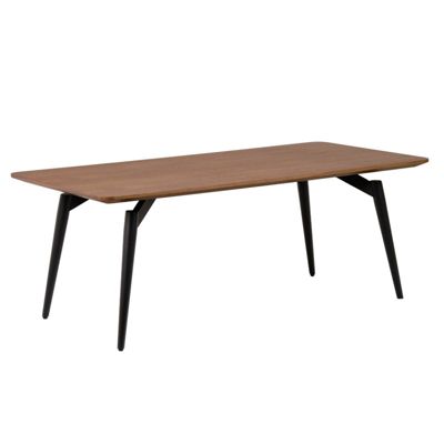 Table basse 120 cm plaquée bois de noyer et pieds métal noir - CARSON