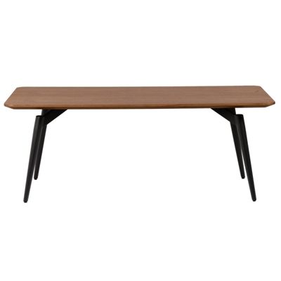 Table basse 120 cm plaquée bois de noyer et pieds métal noir - CARSON