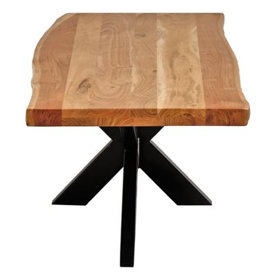 Table basse 120 x 60 cm en bois massif d'acacia et métal noir - OTTAWA