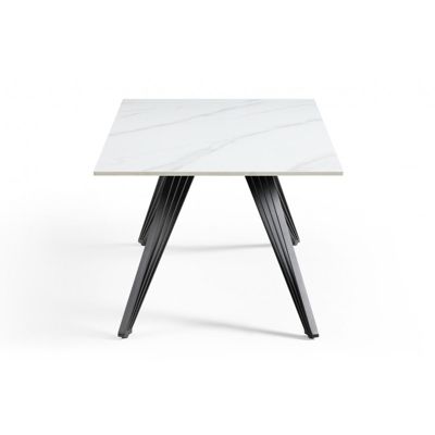 Table basse 120x60 cm céramique blanc marbré pieds filaires - NEVADA 01