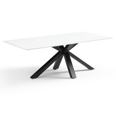 Table basse 120x60 cm céramique blanc pied croix - OREGON 04