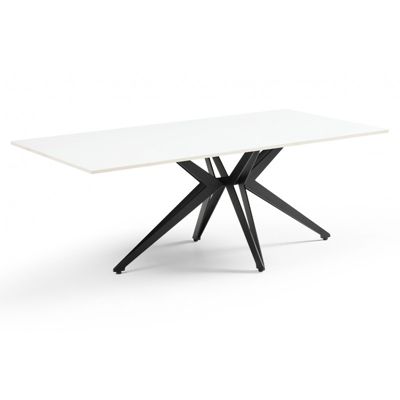Table basse 120x60 cm céramique blanc pied étoile - OREGON 06
