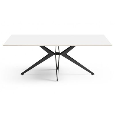 Table basse 120x60 cm céramique blanc pied étoile - OREGON 06