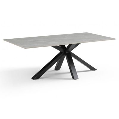 Table basse 120x60 cm céramique gris marbré pied croix - ARIZONA 04