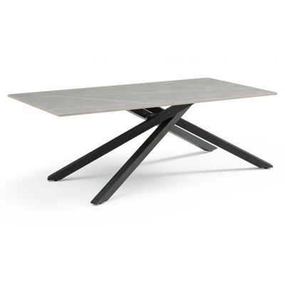 Table basse 120x60 cm céramique gris marbré pied torsadé - ARIZONA 05