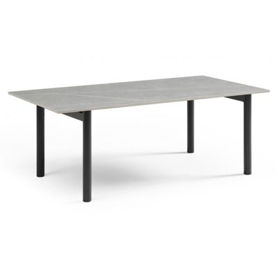 Table basse 120x60 cm céramique gris marbré pieds droits - ARIZONA 09