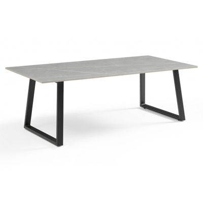 Table basse 120x60 cm céramique gris marbré pieds luge - ARIZONA 02