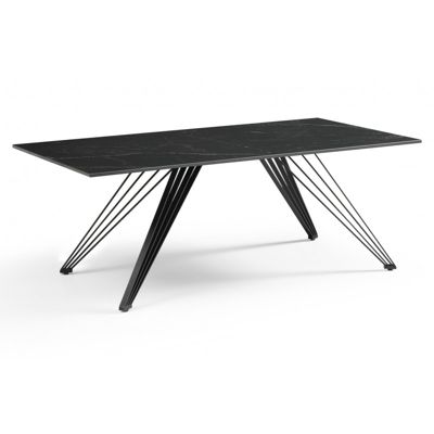 Table basse 120x60 cm céramique noir marbré pieds filaires - INDIANA 01