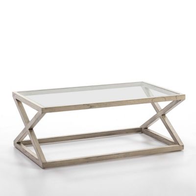 Table basse 120x70x45 verre bois gris bougiedo