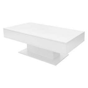 Table basse 2 espaces de rangement intérieurs 110x60x40 cm blanc revêtu mélamine