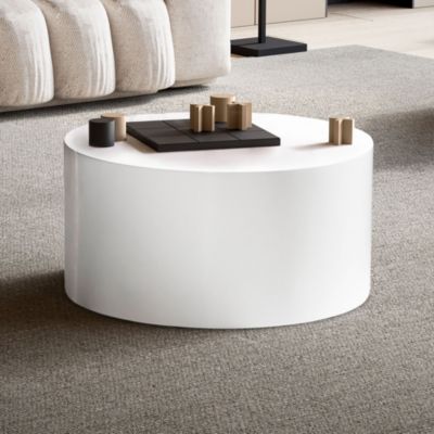 Table Basse 60 cm Blanc Petite Table de Salon Ronde Moderne Brilliant FineBuy