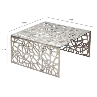 Table basse 60cm Argent Aluminium Table de canapé Alu Table de salon Métal Carrée FineBuy