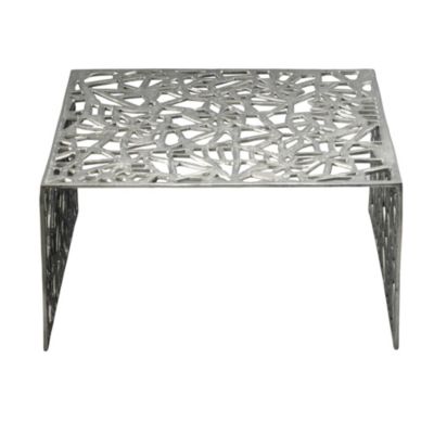 Table basse 60cm Argent Aluminium Table de canapé Alu Table de salon Métal Carrée FineBuy