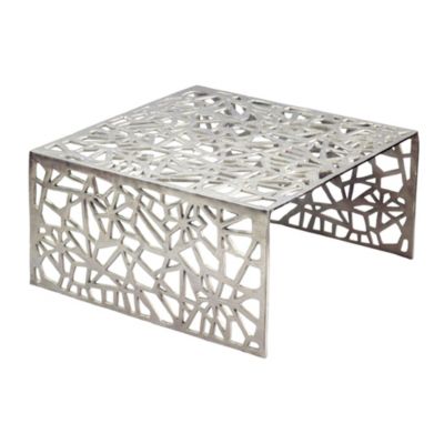 Table basse 60cm Argent Aluminium Table de canapé Alu Table de salon Métal Carrée FineBuy