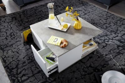 table basse 70x70cm table de salon table basse avec 2 tiroirs FineBuy