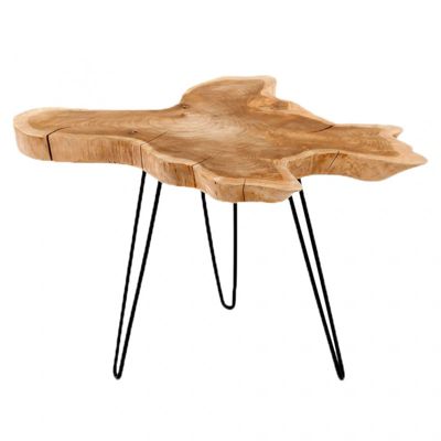 Table basse 75 cm en bois de teck et pieds en métal noir - ROOT