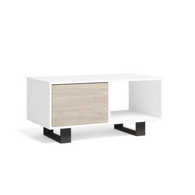 Table basse 92x50x45cm modèle Wind couleur blanc et chêne.