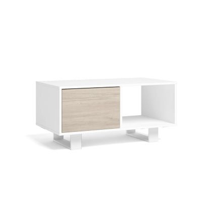 Table basse 92x50x45cm modèle Wind couleur blanc et chêne.