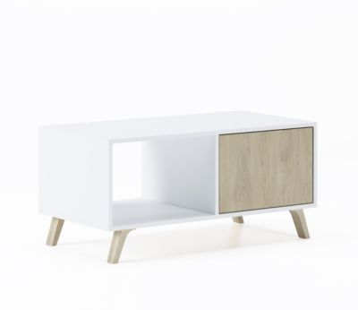 Table basse 92x50x45cm modèle Wind couleur blanc et chêne
