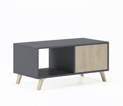 Table basse 92x50x45cm modèle Wind couleur gris anthracite et chêne