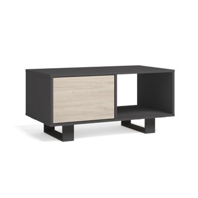Table basse 92x50x45cm modèle Wind couleur gris anthracite et chêne