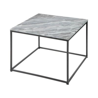 Table basse ABITTA carrée 50 cm en marbre gris  Table basse moderne avec plateau minéral et pieds métal