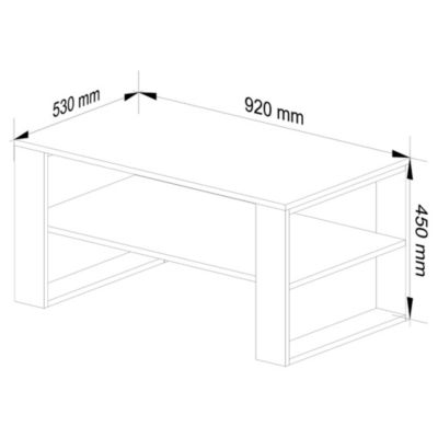 Table basse AKORD ALEX Chêne Sonoma 92 cm pieds Blancs 92x53x45 cm
