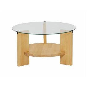 Table basse Alnitak, Table basse, Porte-revues pour canapé, Etagère de salon, 75x75h40 cm, Chêne