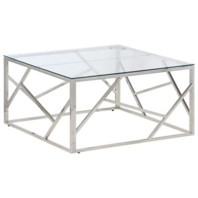Table basse argenté acier inoxydable et verre trempé vidaXL