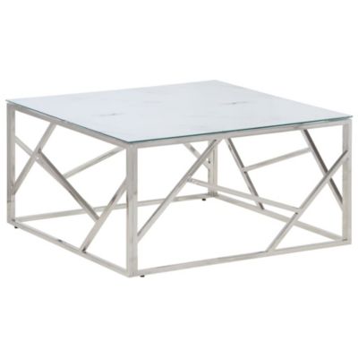 Table basse argenté acier inoxydable et verre trempé vidaXL