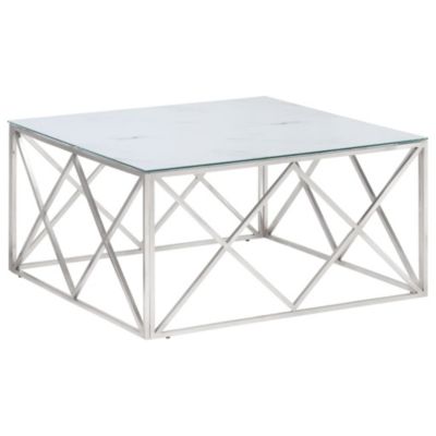 Table basse argenté acier inoxydable et verre trempé vidaXL