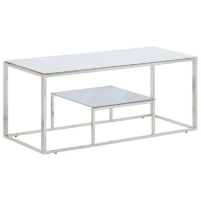 Table basse argenté acier inoxydable et verre trempé vidaXL