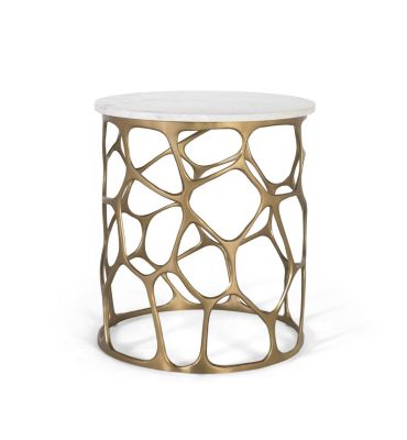 Table basse artisanale en marbre et aluminium