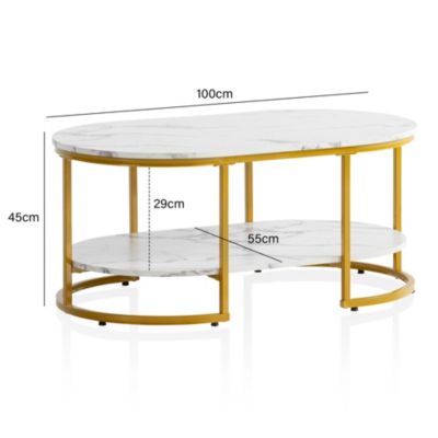Table Basse Aspect Marbre 100 cm Table de Salon Rectangulaire Moderne FineBuy