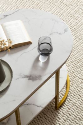 Table Basse Aspect Marbre 100 cm Table de Salon Rectangulaire Moderne FineBuy