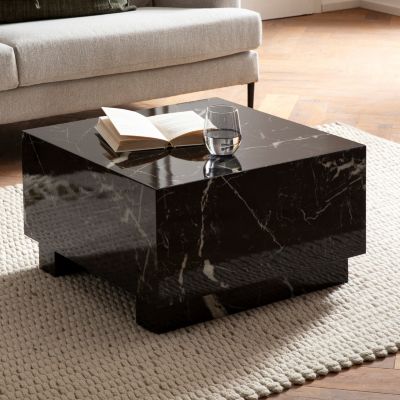 Table Basse Aspect Marbre 60 cm Table de Salon Carrée Moderne Brilliant FineBuy